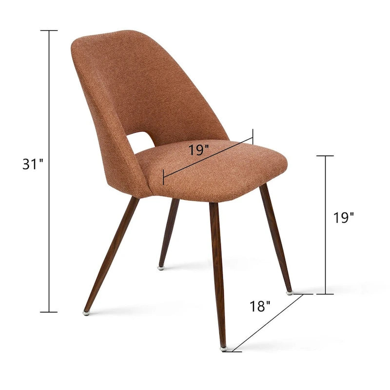Chaise de salle à manger moderne capitonnée à découpe, pieds en noyer (lot de 4)