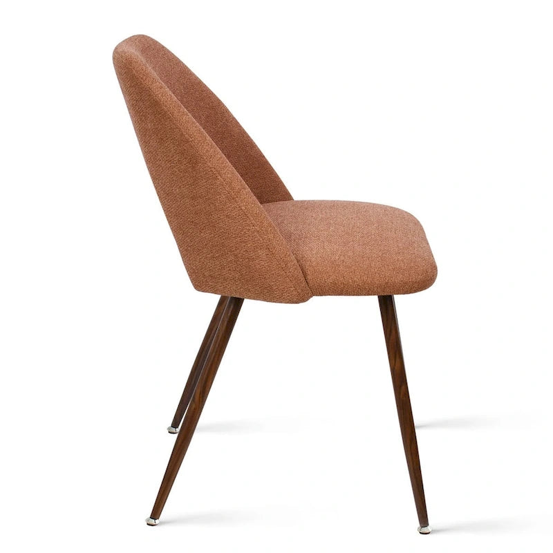 Chaise de salle à manger moderne capitonnée à découpe, pieds en noyer (lot de 4)