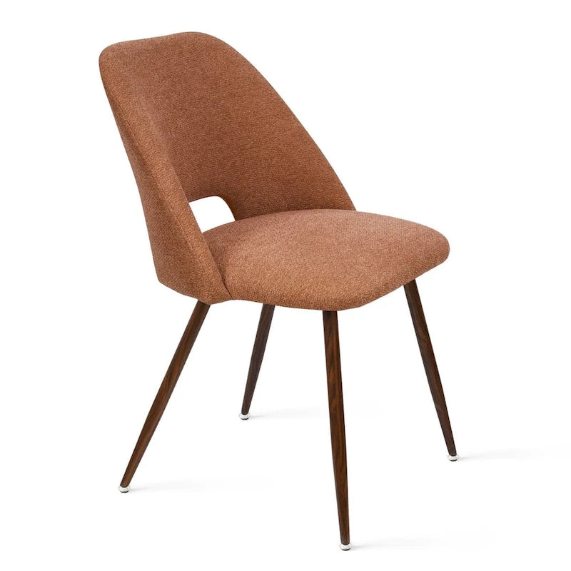 Chaise de salle à manger moderne capitonnée à découpe, pieds en noyer (lot de 4)