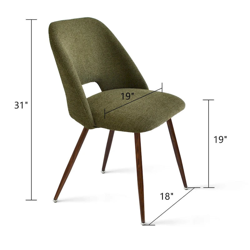 Chaise de salle à manger moderne capitonnée à découpe, pieds en noyer (lot de 4)