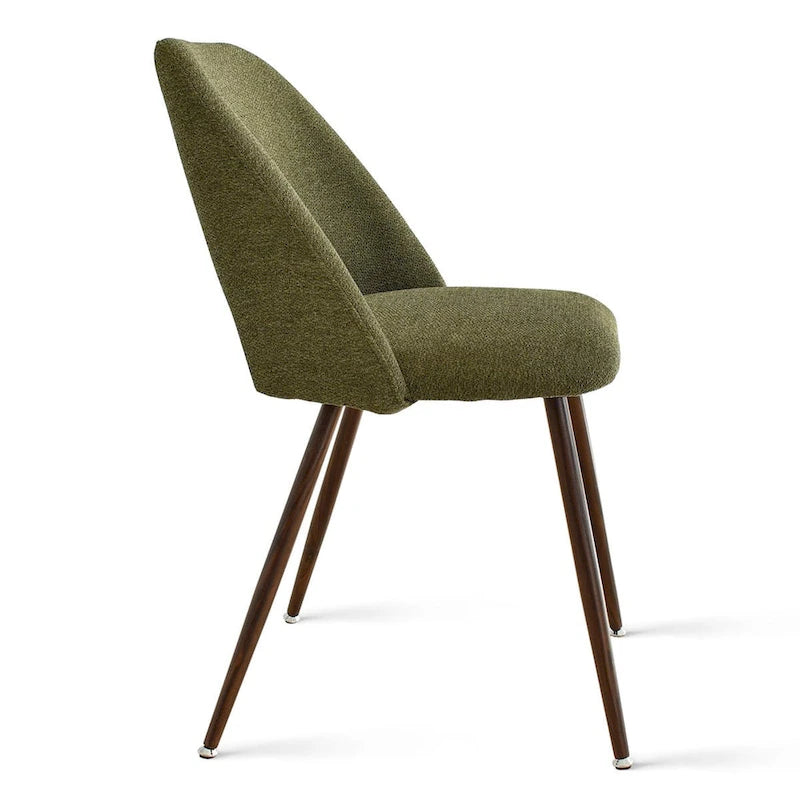 Chaise de salle à manger moderne capitonnée à découpe, pieds en noyer (lot de 4)