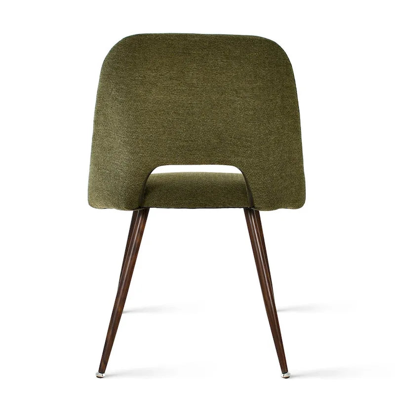 Chaise de salle à manger moderne capitonnée à découpe, pieds en noyer (lot de 4)