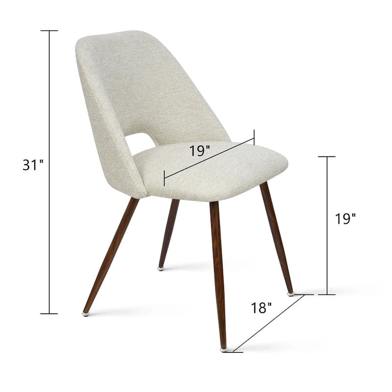 Chaise de salle à manger moderne capitonnée à découpe, pieds en noyer (lot de 4)