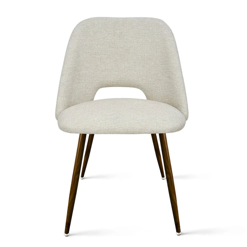 Chaise de salle à manger moderne capitonnée à découpe, pieds en noyer (lot de 4)