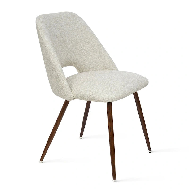 Chaise de salle à manger moderne capitonnée à découpe, pieds en noyer (lot de 4)