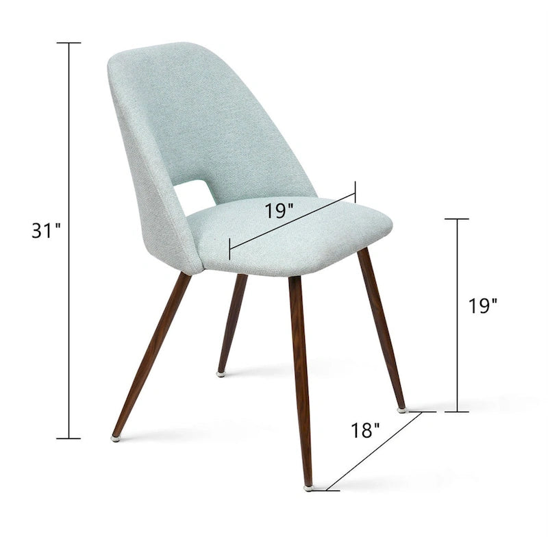 Chaise de salle à manger moderne capitonnée à découpe, pieds en noyer (lot de 4)