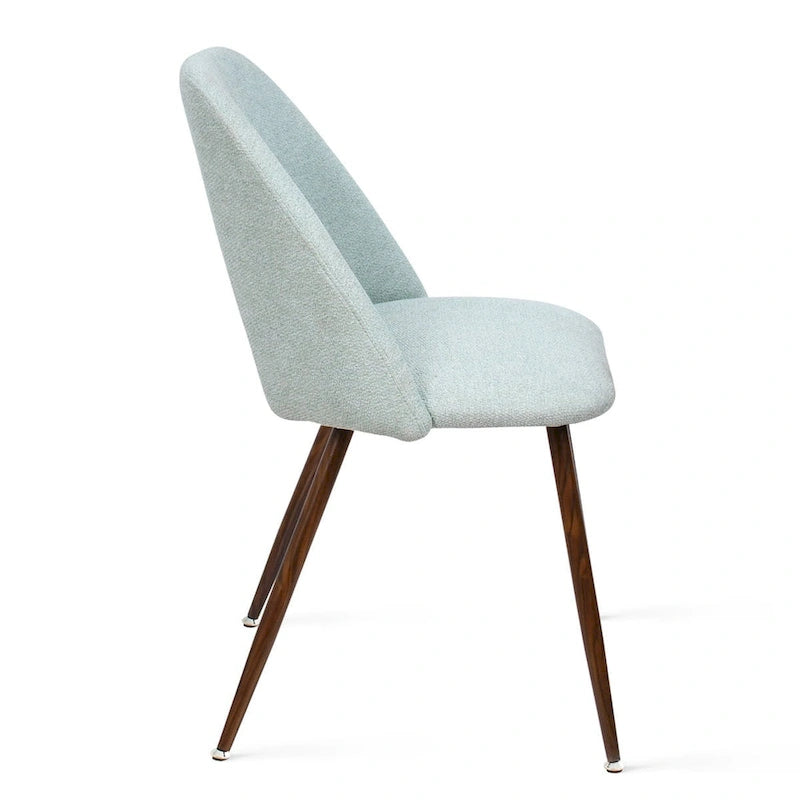Chaise de salle à manger moderne capitonnée à découpe, pieds en noyer (lot de 4)