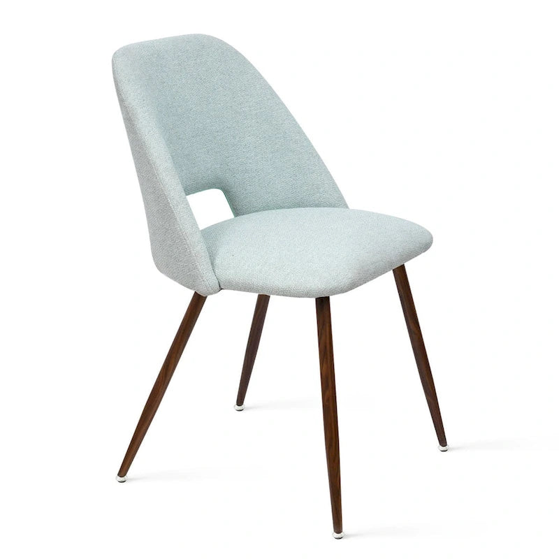Chaise de salle à manger moderne capitonnée à découpe, pieds en noyer (lot de 4)