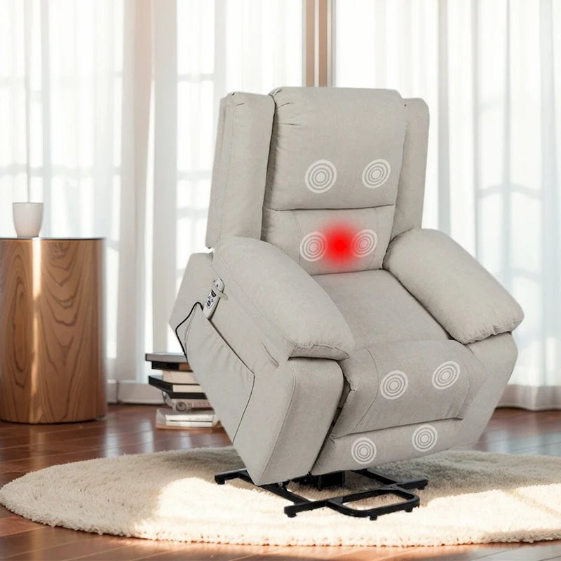 Fauteuil inclinable électrique de massage, relevable multifonction, avec minuterie