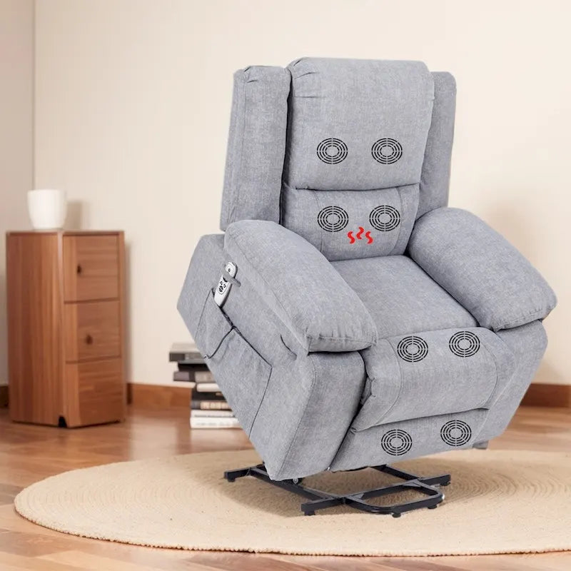 Fauteuil inclinable électrique de massage, relevable multifonction, avec minuterie