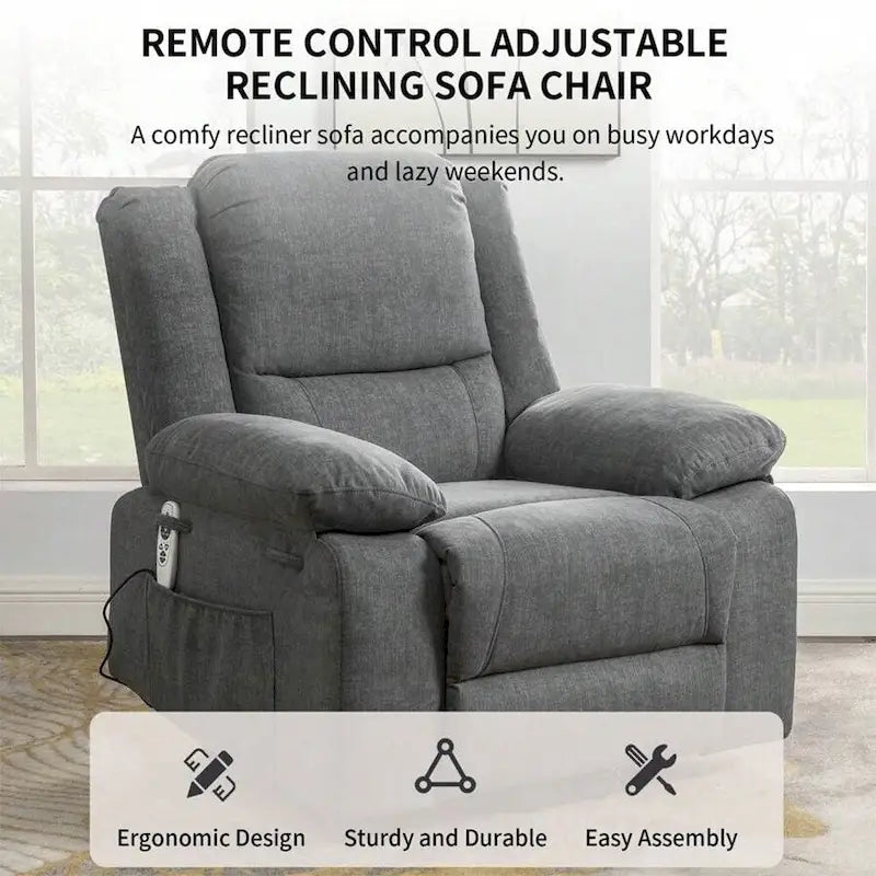Fauteuil inclinable électrique de massage, relevable multifonction, avec minuterie