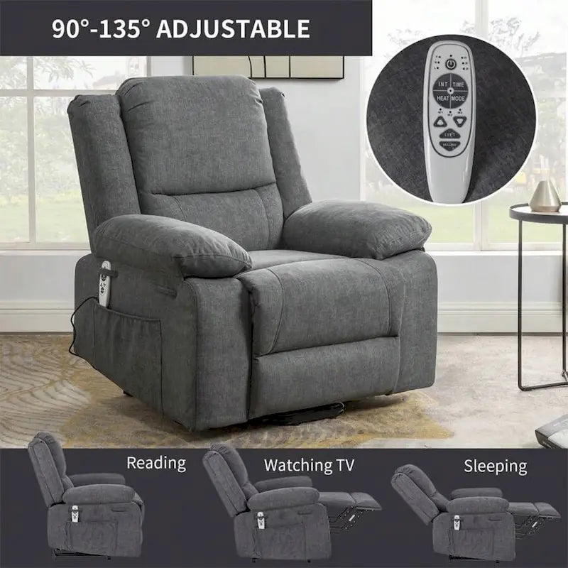 Fauteuil inclinable électrique de massage, relevable multifonction, avec minuterie