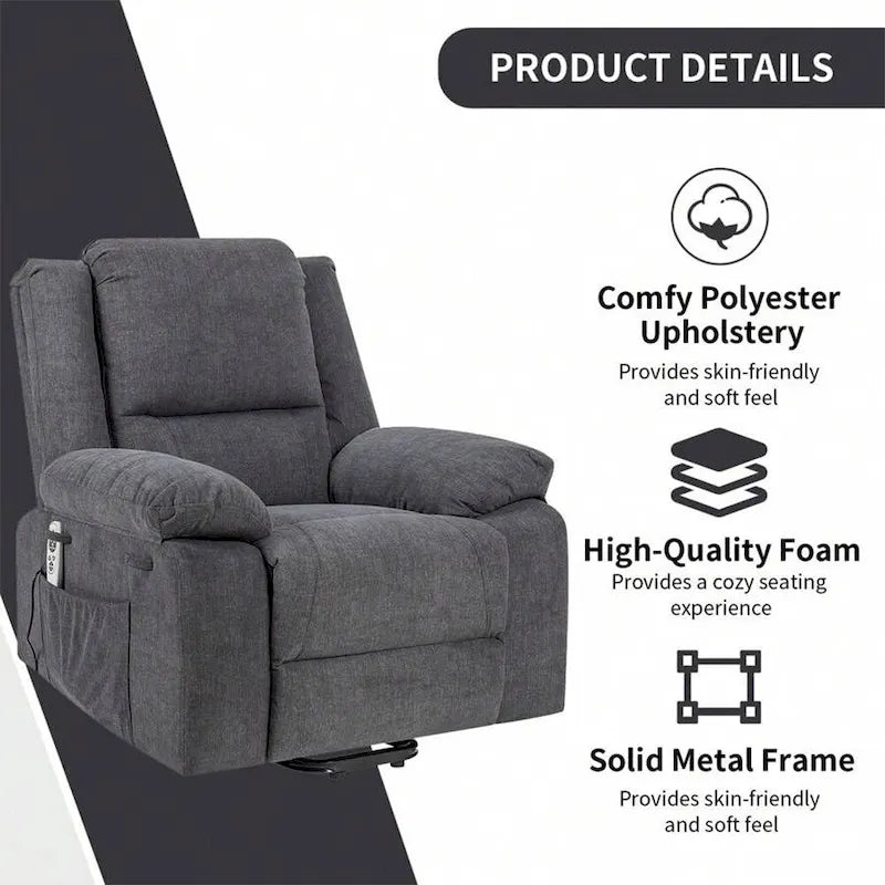 Fauteuil inclinable électrique de massage, relevable multifonction, avec minuterie
