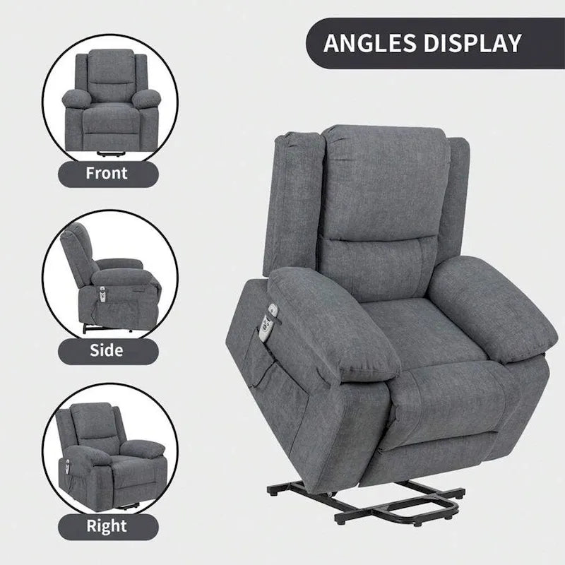 Fauteuil inclinable électrique de massage, relevable multifonction, avec minuterie