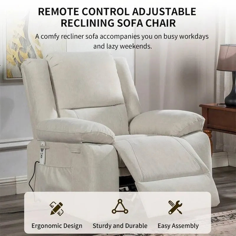 Fauteuil inclinable électrique de massage, relevable multifonction, avec minuterie