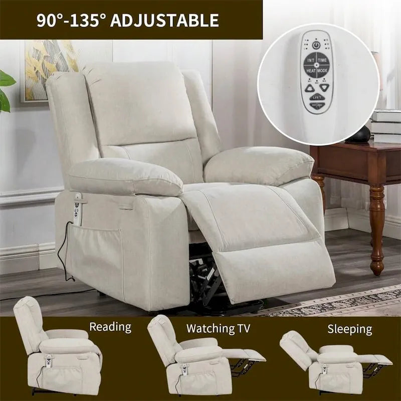Fauteuil inclinable électrique de massage, relevable multifonction, avec minuterie