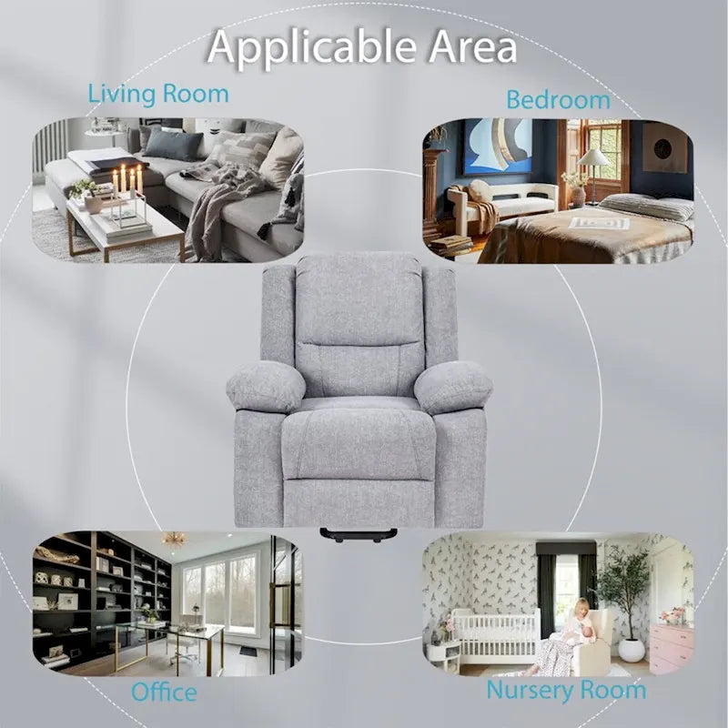 Fauteuil inclinable électrique de massage, relevable multifonction, avec minuterie