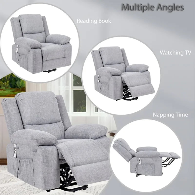 Fauteuil inclinable électrique de massage, relevable multifonction, avec minuterie