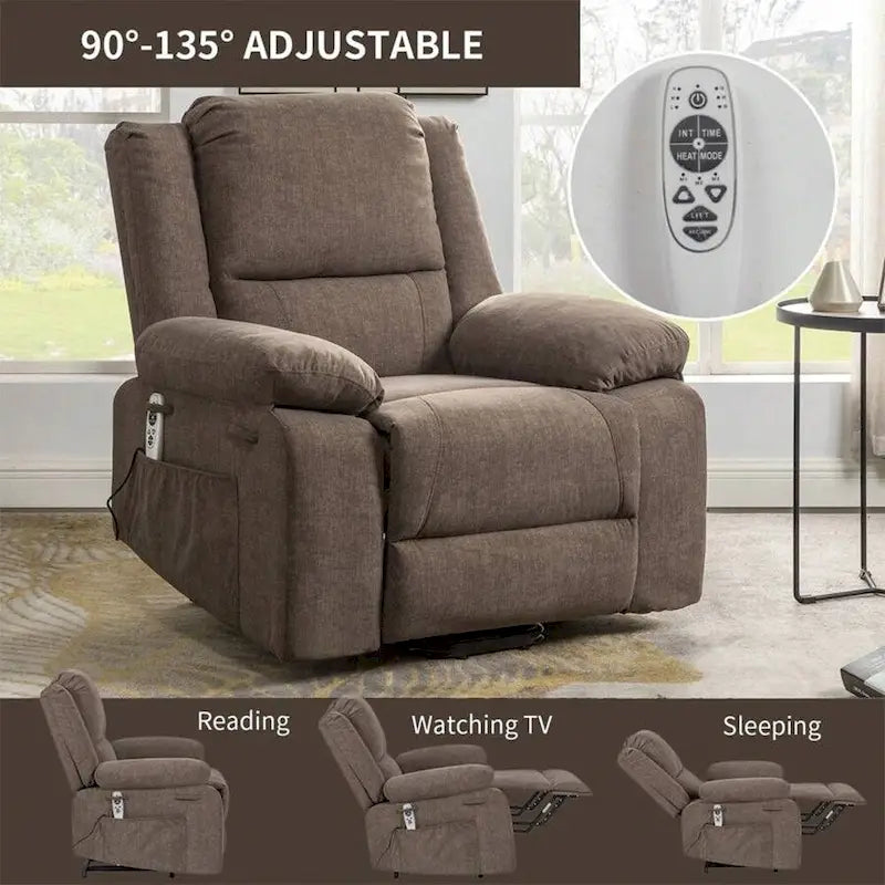 Fauteuil inclinable électrique de massage, relevable multifonction, avec minuterie