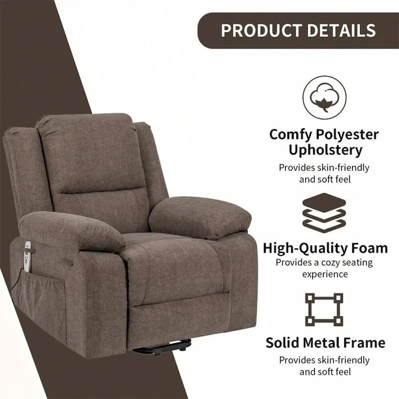 Fauteuil inclinable électrique de massage, relevable multifonction, avec minuterie