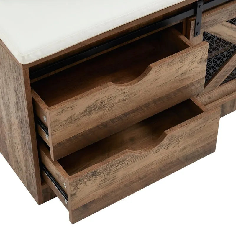 Porte-manteau en bois de 40,6 po avec banc et rangement à chaussures