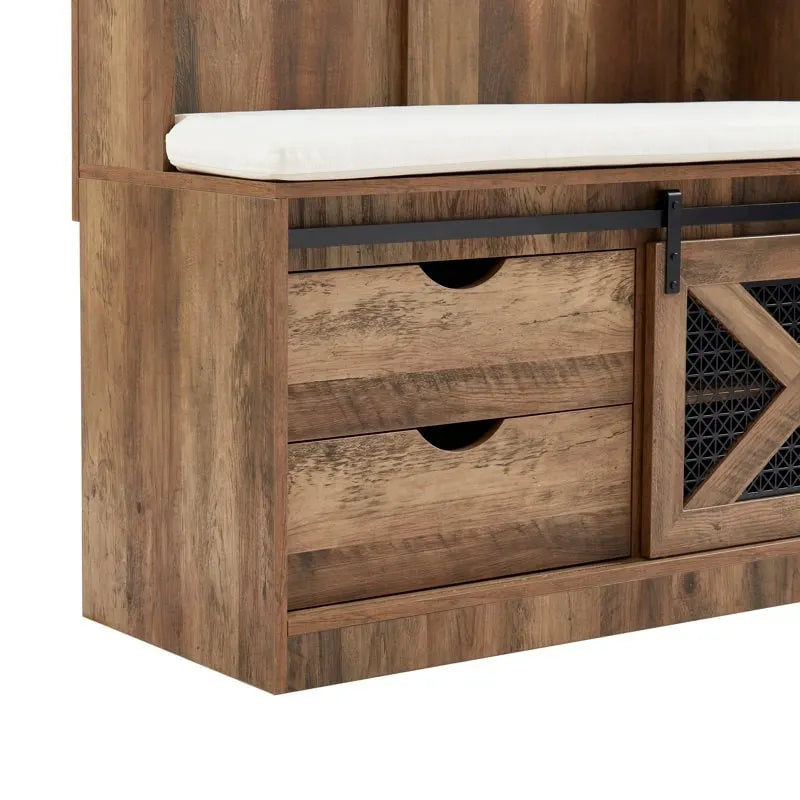 Porte-manteau en bois de 40,6 po avec banc et rangement à chaussures