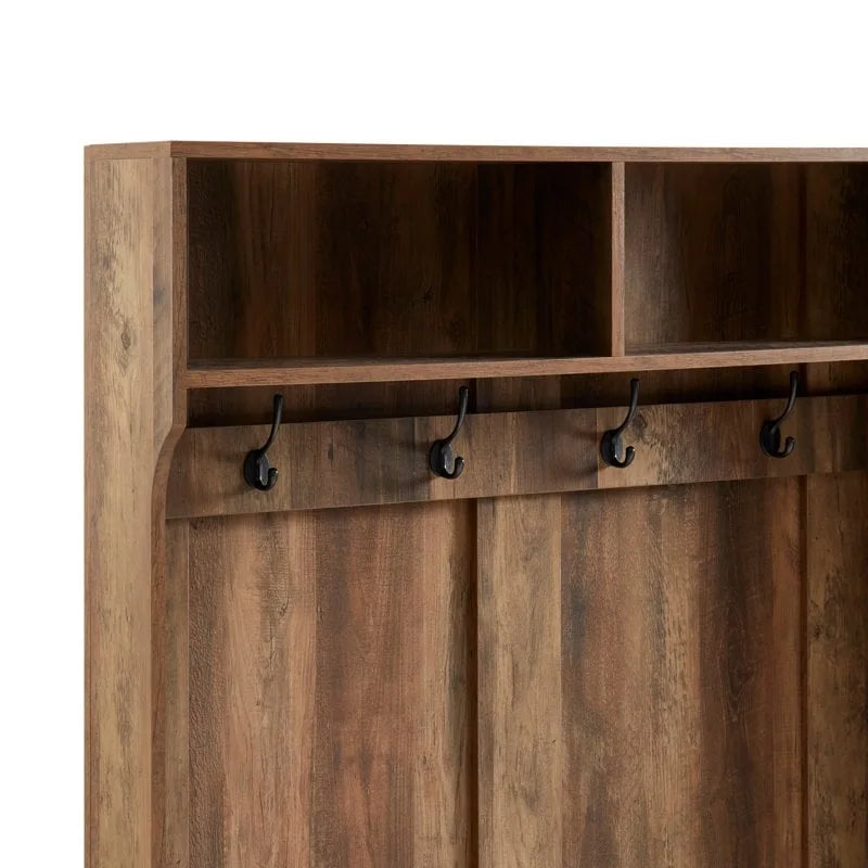 Porte-manteau en bois de 40,6 po avec banc et rangement à chaussures