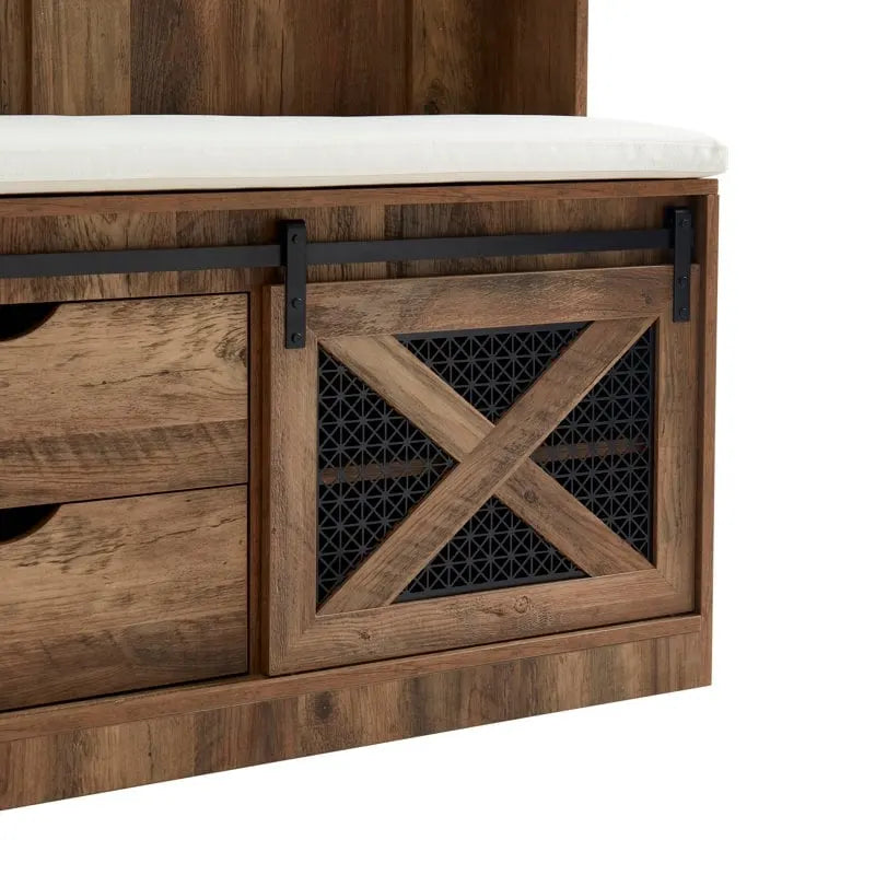 Porte-manteau en bois de 40,6 po avec banc et rangement à chaussures