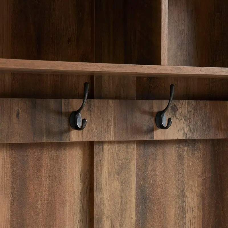 Porte-manteau en bois de 40,6 po avec banc et rangement à chaussures