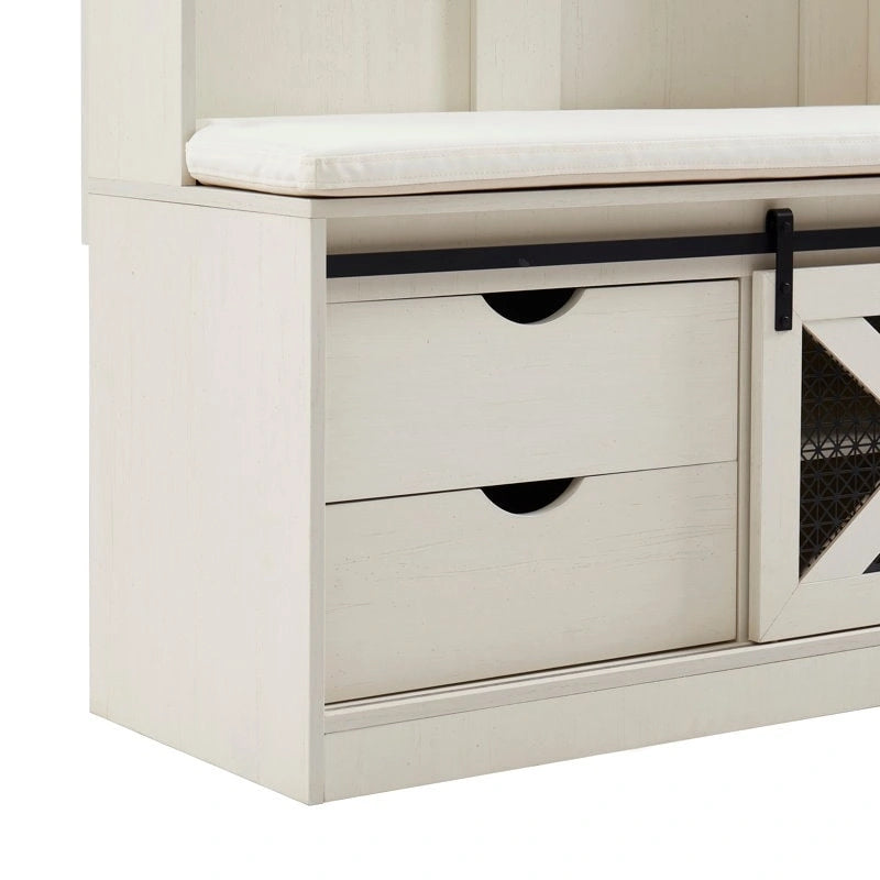 Porte-manteau en bois de 40,6 po avec banc et rangement à chaussures