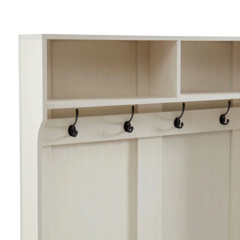 Porte-manteau en bois de 40,6 po avec banc et rangement à chaussures