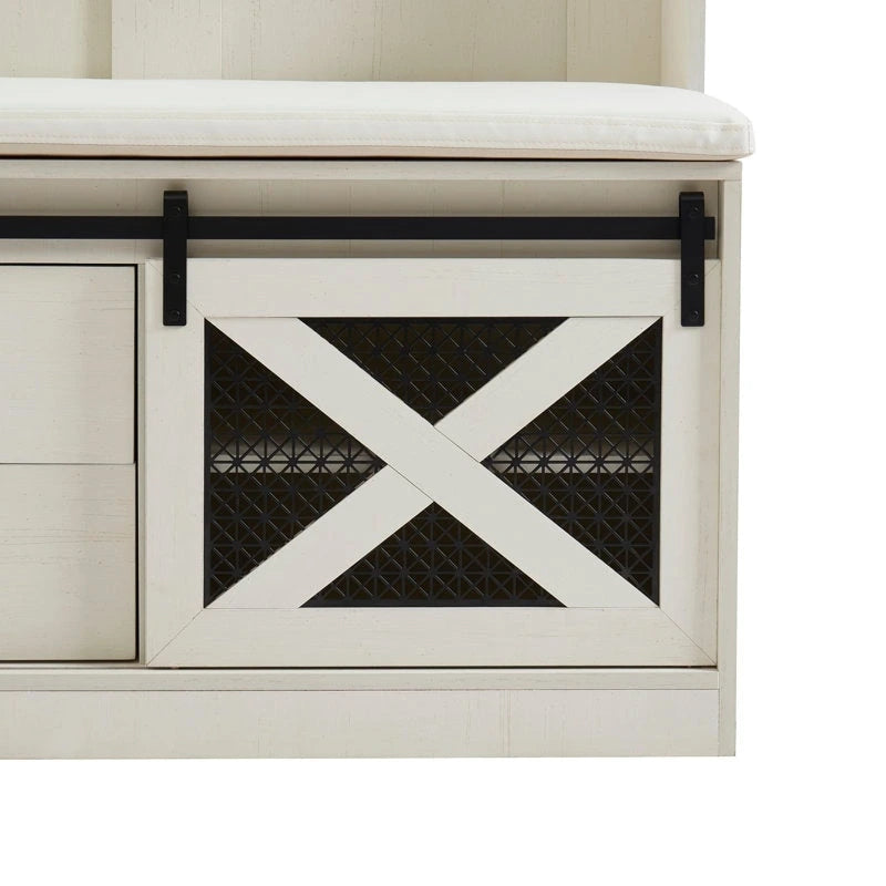 Porte-manteau en bois de 40,6 po avec banc et rangement à chaussures