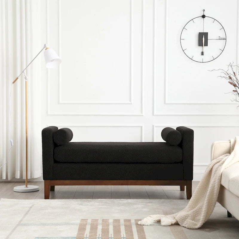 Banc élégant rembourré,avec pieds en bois