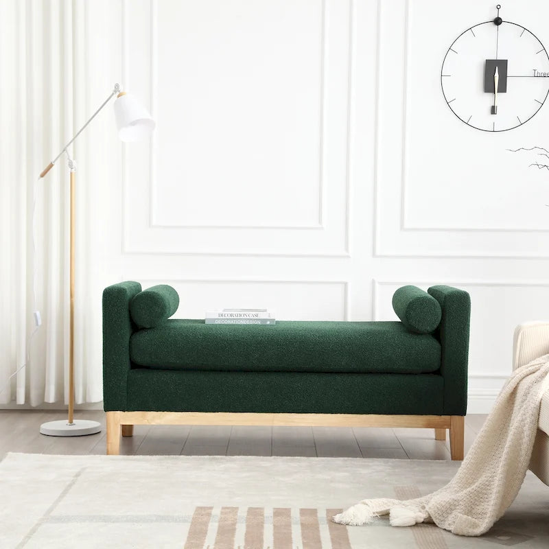 Banc élégant rembourré,avec pieds en bois