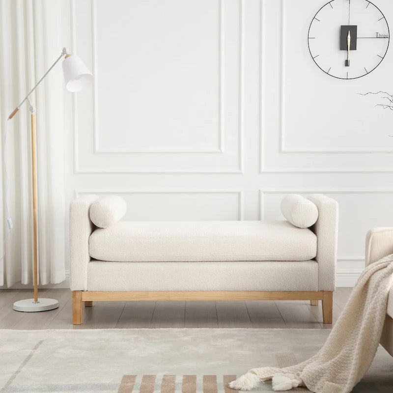 Banc élégant rembourré,avec pieds en bois