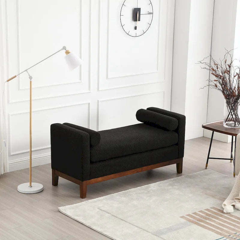 Banc élégant rembourré,avec pieds en bois