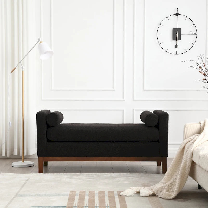Banc élégant rembourré,avec pieds en bois