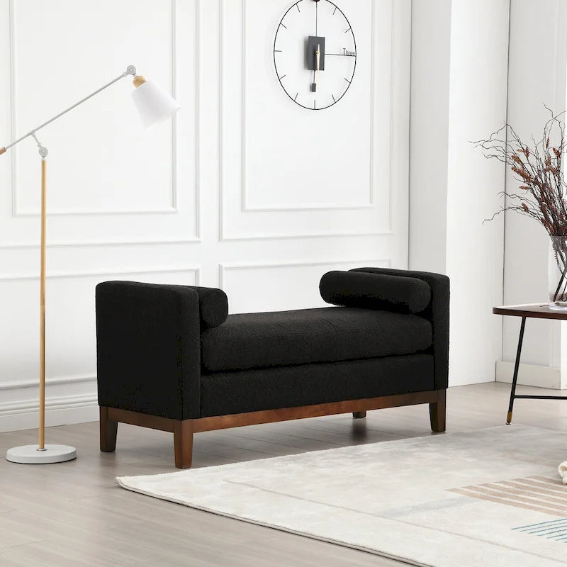 Banc élégant rembourré,avec pieds en bois