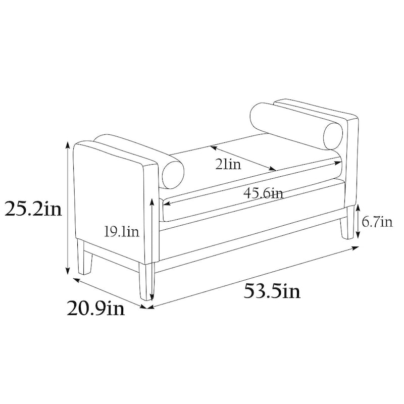 Banc élégant rembourré,avec pieds en bois