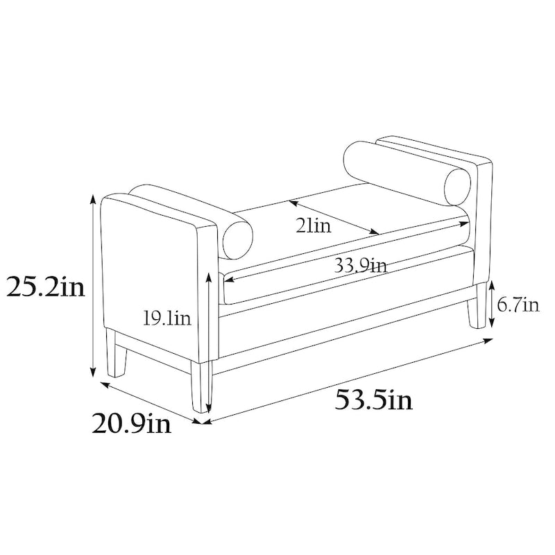 Banc élégant rembourré,avec pieds en bois