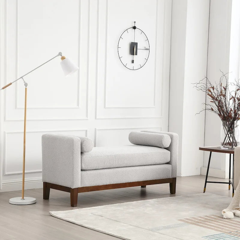 Banc élégant rembourré,avec pieds en bois