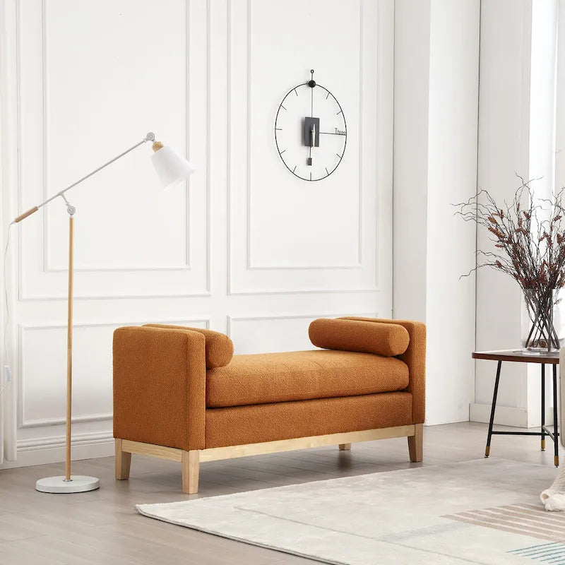Banc élégant rembourré,avec pieds en bois