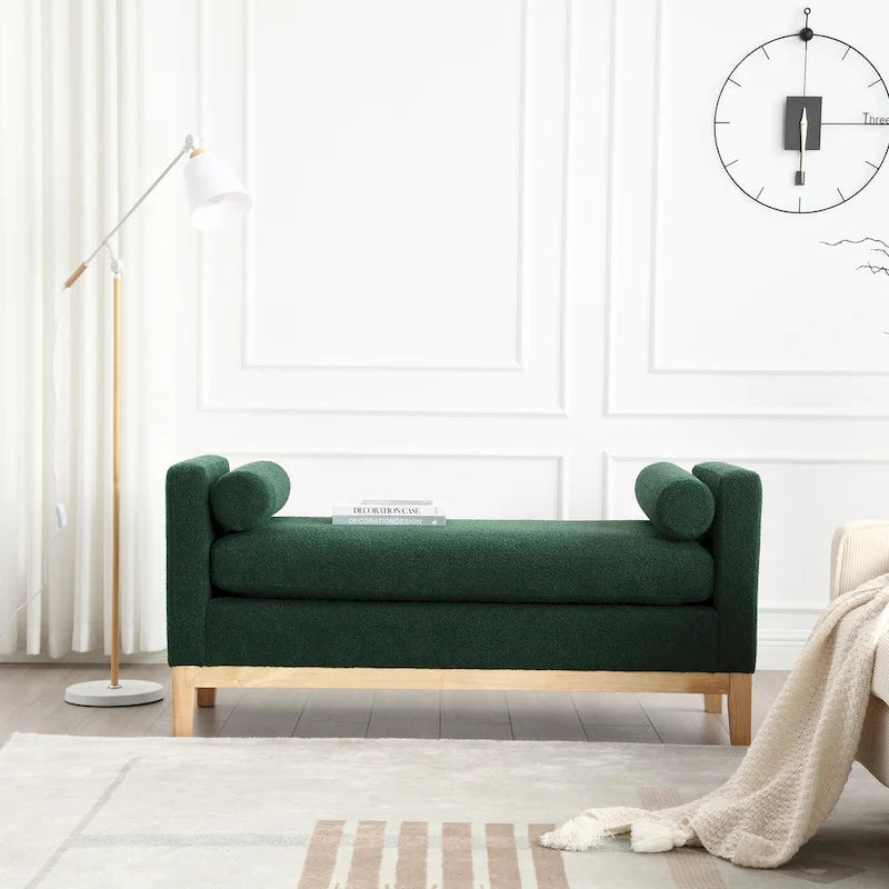 Banc élégant rembourré,avec pieds en bois