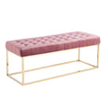 Banc en velours capitonné avec pieds en chrome doré
