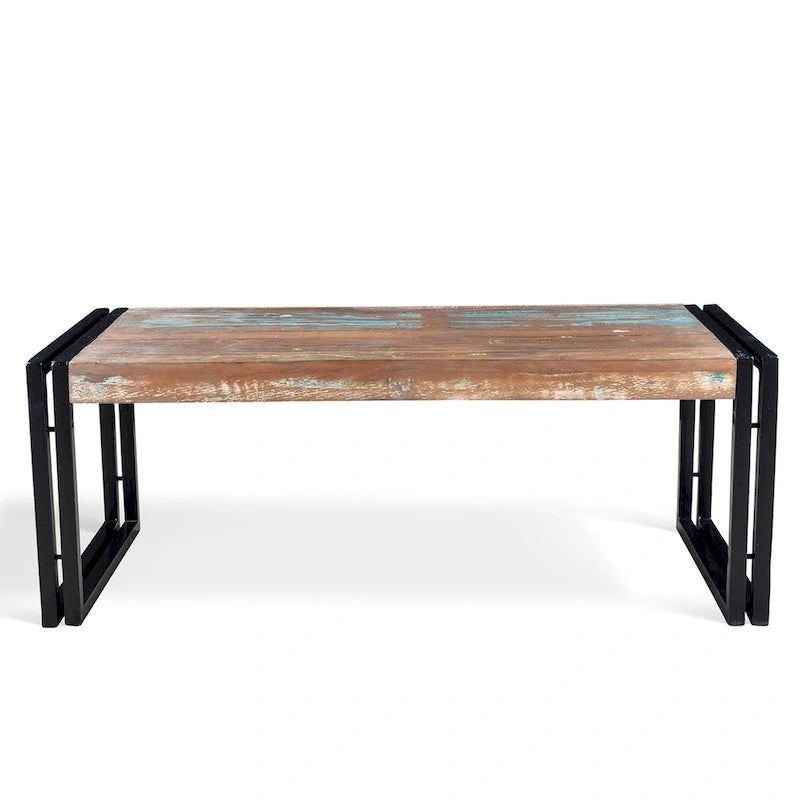 Table basse en bois ancien recyclé fabriquée à la main (Inde)
