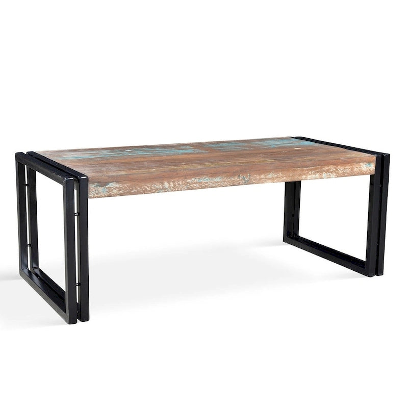Table basse en bois ancien recyclé fabriquée à la main (Inde)
