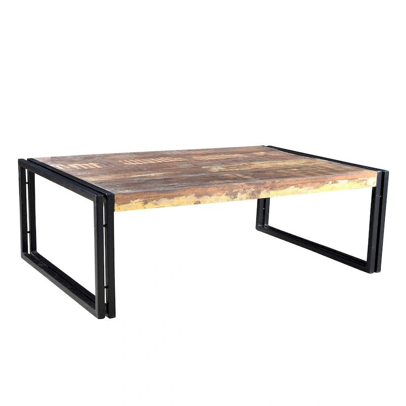 Table basse en bois ancien recyclé fabriquée à la main (Inde)