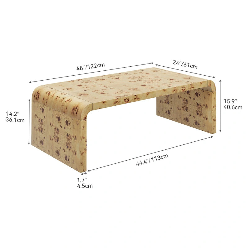 Table basse en cuir madré cintrée 45