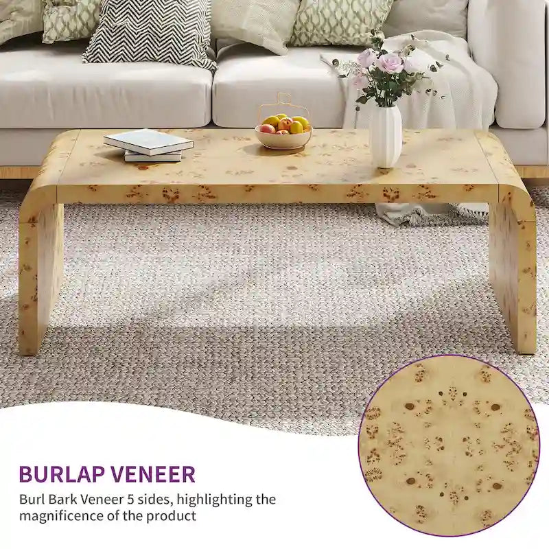Table basse en cuir madré cintrée 45