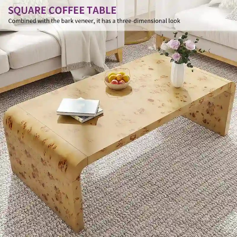 Table basse en cuir madré cintrée 45